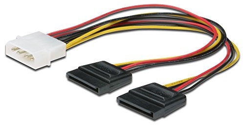 Digitus Cable de alimentación SATA Interno - Molex Macho de 4 Patillas a 2X SATA Hembra de 15 Patillas - Cable en Y - 0,2 m - Adecuado para SSD, Discos Duros o Unidades ópticas