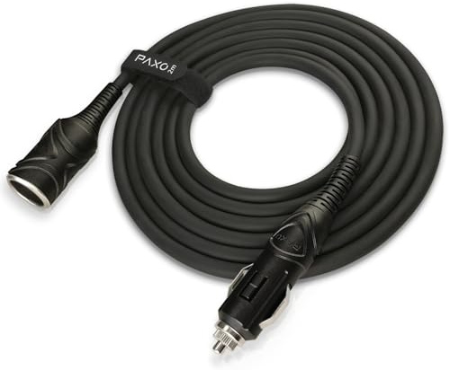 PAXO 2m cavo di prolunga KFZ 12V, prolunga, fusibile 15A, cavo in gomma piena con spina e presa, chiusura a strappo, per presa accendisigari