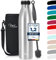Milu - Thermos in acciaio inox da 350/500/750/1000ml/1,5L borraccia termica, a prova di perdite, a doppia parete, adatta per bevande gassate, con spazzola per la pulizia (Argento, 1 litro)
