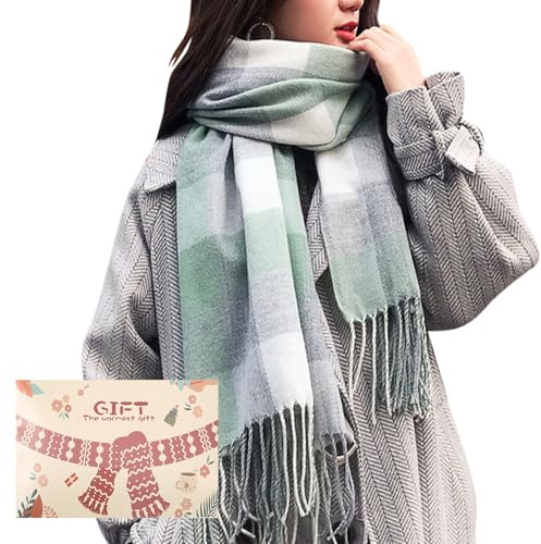 Tuopuda Schal Damen Winter Herbst Oversized Kaschmir Quadratisch Deckenschal Karo Tartan Streifen Plaid Muster Herbstschal Winterschal lange Weich Wraps