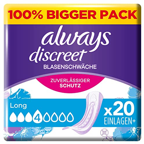 Always Discreet - Salvaslip da donna per incontinenza, lunga (20 rilegature), Big Pack, forte protezione che non senti