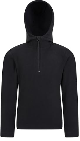 Mountain Warehouse Sweat à capuche Camber en micropolaire pour enfant - Respirant et léger - Séchage rapide et anti-boulochage - Pour camping, marche, hiver Noir 13 ANS