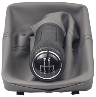 HBIS Kompatibel Mit VW Für Polo 9N 9N2 2002 2003 2004 2005 2006 2007 2008 2009 5-Gang-Auto-Schaltknauf Mit Gaitor-Manschette Schwarz Grau Auto Zubehör (Color : 2)