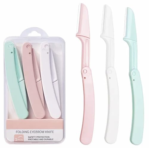Senshuomy Eyebrow Razors,21+1 Pcs Portable Eyebrow Trimmer with Precision Cover - Safe Blade Quality,Unique Design,Easy to Carry - Suitable for Women and Men(3 pcs)
