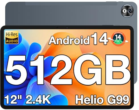DOOGEE T40PRO Android 14 Tablet 12 Zoll Helio G99 PC, 20GB RAM 512GB ROM (2TB TF) LTE, 10800mAh Akku, 2.4K Display Gaming 16MP+8MP 4G Dual SIM/5G WiFi/TÜV/GPS/Widevine L1