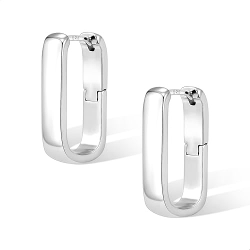 Gold Silver Hoop Earrings Women U-Shape Rhombus Wave Octagonal Hoop Earring | ALEXCRAFT Gold Silver 925 Hoop Earrings Women U-Shape Thick Geometric Huggie Hoop Earring Minimalist Hypoallergenic Jewelry