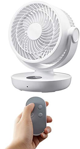 LfrXtra Ventilador de escritorio, ventiladores de mesa recargables por USB, ventilador alimentado por batería de 10000 mAh con función de sincronización de velocidades remotas