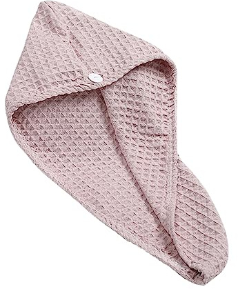 Waffel Rosa Nylon Haarhandtuch, 65x25cm Polyester | Saugfähig und Schnelltrocknend, für Zuhause und Hotel, Angenehm zum Einwickeln der Haare