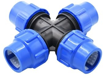 Casetlong Conector Cruzado de tubería de Polietileno de 4 vías, 20/25/32/40/50/63 mm, Divisor de Agua de plástico de 1/2, 3/4, 1, 1,5 y 2 Pulgadas(32MM)