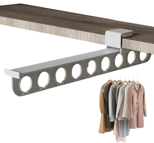 Tringle à vêtements rétractable - Porte-vêtements robuste, organiseur en métal élégant, mécanisme d'extension lisse | Rail de rangement moderne avec construction durable pour étagères de dressing