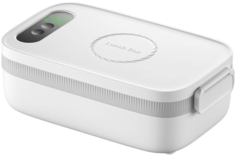 Joygoodta Lonchera eléctrica inalámbrica 14000 mAh Caja de lonchera de autocalación recargable 1 L Lunchbox compacta portátil Compact para trabajo, campamento, oficina, viaje, picnic (blanco)