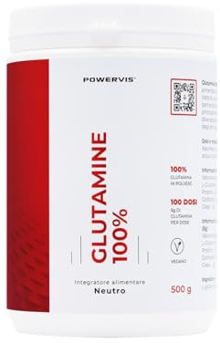L-Glutammina in polvere 500g - Pura al 100% - Senza altri ingredienti - Solubilità instantanea - Vegan