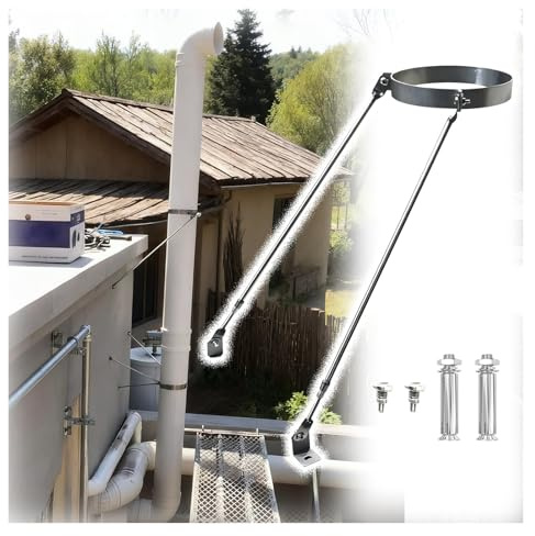 Wall Mount Ventilation Pipe Chimney Tube Supports, Fireplace Flue Stove Pipes Support Kit, Garage Exterior Wall Drainage Tube Round Brace, 6 8 9 10 11 12 Diameter(Hoop Dia 250mm/9.8)
