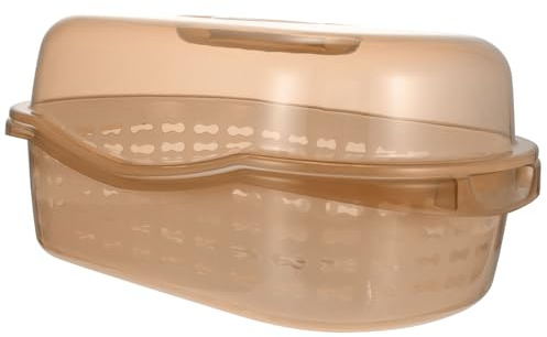 Toyvian Colador con Tapa y Cesta Doble para Escurrir y Almacenar, Organizador de Cocina Pequeño en Plástico Color Caqui, Multifuncional para Frutas, Verduras y Biberones, Cesta de Drenaje