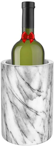Modern Innovations Marble Wine Chiller Bucket - Wine Bottle Cooler for Parties – Keep Beverages Chill in This Champagne/Wine Bucket – Marble Wine Bottle Chiller – Holds 750ml Bottle (Grey)