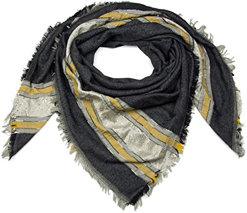 styleBREAKER XXL fyrhörig med paljetter och ränder, fransar, vinterhalsduk, duk, dam 01017056