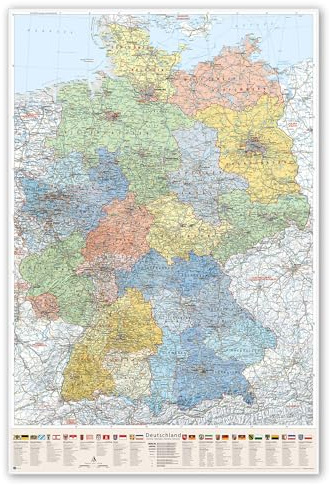 Pinnwand im weißen Alurahmen: Deutschlandkarte, 80 x 120 cm