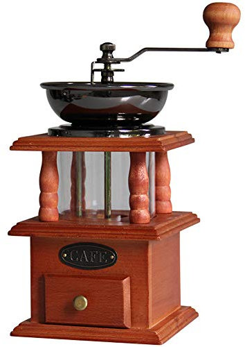 WangLx grinder Retro Manuelle Kaffeemühle Gusseisen Stahlkern Massivholz Kaffeemühle Kleine Kaffeemaschine Für zu Hause Catering-Gadgets Heim und Küche, Wood Color