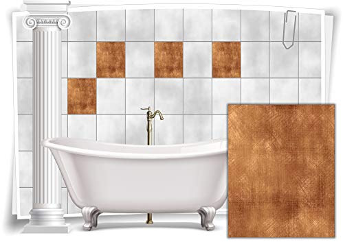 Medianlux Fliesen-Aufkleber Fliesen-Bild Mosaik Kachel Struktur Braun Sticker Bad WC Küche Deko Digitaldruck Folie, 12 Stück, 15x20cm m19-braun-95328