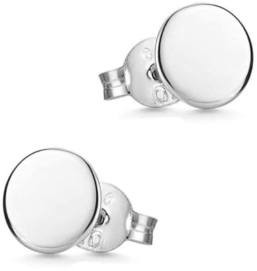 Runde Plättchen Ohrstecker Silber 925 flach für Damen Herren Kinder SO-438 | Ohrringe aus hautfreundlichem Sterlingsilber Ø von 3-7mm incl Geschenk Box von MATERIA by Matthias Wagner