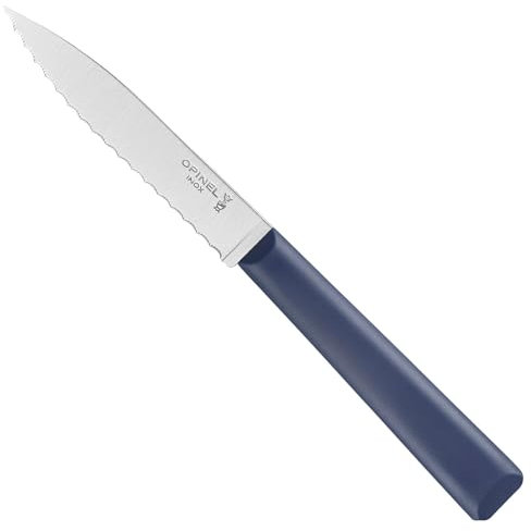 Opinel - N°313 Coltello da Cucina Seghettato Gli Essenziali - Lama Seghettata in Acciaio Inossidabile - Manico in Polimero Robusto - Adatto per Lavastoviglie - Leggero - Blu