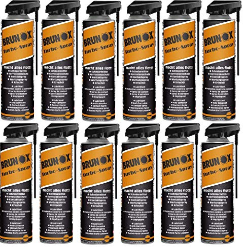 12x BRUNOX TURBO SPRAY 500ml Schmiermittel,Korrosionsschutz,Kontaktspray, Kriechöl,Wartungsspray