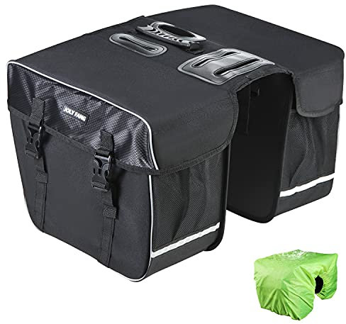JOLY FANG Gepäckträgertasche, Fahrradtasche für Gepäckträger, Fahrrad Doppeltasche Wasserdicht, Reißfeste Fahrrad Reisetasche mit Regenschutz, 30L