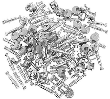 ULTECHNOVO Kits 50 Sets 28mm Alloy Furniture Connecting Kit Cam Lock Fittings 2- in- 1 Pre- Inserted Nuts And Bolt Assortment for Cribs And Bunk Bed Jst Connector