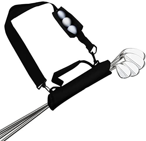 Golf Club Tragetasche mit Tasche und Schultergurt für Männer Frauen Golfer Leicht Faltbar Langlebig (Schwarz)