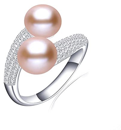 Nuovo anello regolabile con perle d'acqua dolce naturali in argento sterling 925 lucido anello con zirconi AAA regalo di gioielli da sposa per le donne