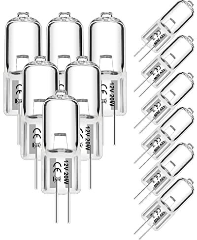 Jaenmsa G4 Halogen Light Bulbs 20W 12V, 12 Pack 2 Pin Light Bulbs Clear Capsule Lamp Bulb Warm White Dimmable for Ceiling Lights, Table Lamps, Cabinet Lights