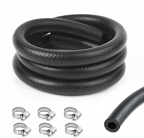 URAQT Mangueras de Combustible, 100 cm 10 mm Línea de Combustible Tubo Gasolina, Tuberia de Combustible Kit con 6 Piezas Acero Inoxidable Abrazadera de Manguera Para Motocicletas, Automóviles, Barco