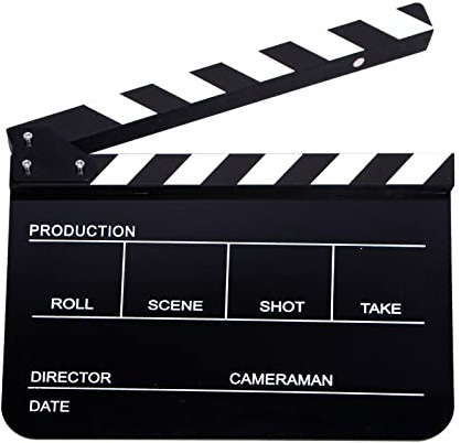 Acrylic Plastic Clapper Board, 30x24cm Director Film Clapboard Easy Cut Action Scene Slateboard for Movies, Videos, TV Shows, Studio Live, Black