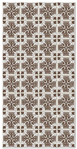 Panorama Tapis Vinyle - Modèle Carreaux Ciments Salamanque Brun 60x110 cm - Différentes Tailles - Deco Maison, Cuisine, Chambre et Exterieur