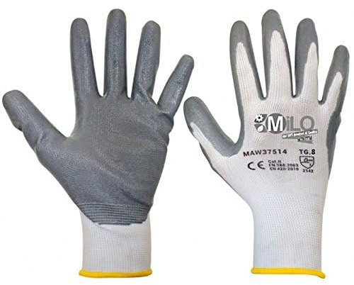 La zappa Guanti da lavoro spalmati in nitrile con polsino elastico e filo continuo (240, XL)
