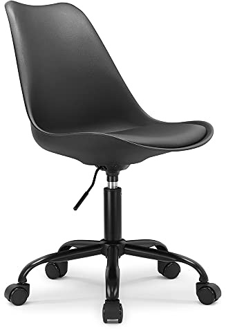 Waytex Skandinavisk kontorsstol med hjul och justerbar höjd och svartlackerad metallfot