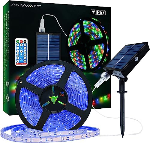 MIWATT Striscia LED solare per esterni, 10 m, impermeabile, IP67, 560 LED, dimmerabile, con telecomando, per alberi da giardino, casa, Natale, vacanze, terrazzo, feste, luci a LED