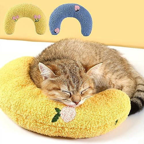 2 Stück Nackenkissen für Haustiere, Kissen für Katzen, Plüsch Kissen für Haustiere, Weich Hundekissen, Katzen Plüsch Spielzeug, Katzenkissen für Schlaf, Nackenkissen für kleine mittlere Haustiere (B)