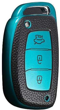 KUNIO Keyless Key Case Suitable for Hyundai Kona i10 i30 i20 ioniq Hybrid Tucson Santa Fe ix35 Mistra Protective Case TPU Leather Texture Key Case Key Cover 3 Buttons C Green