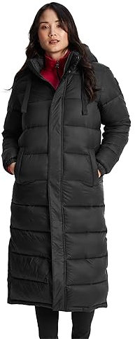 TOG24 Cautley Womens Long Padded Jacket, Chunky Quilted Hooded Coat, Wind Resistant & Warm Womens Coat With Insulated Filling. Made With A 2 Way Zip Opening & With A Hood