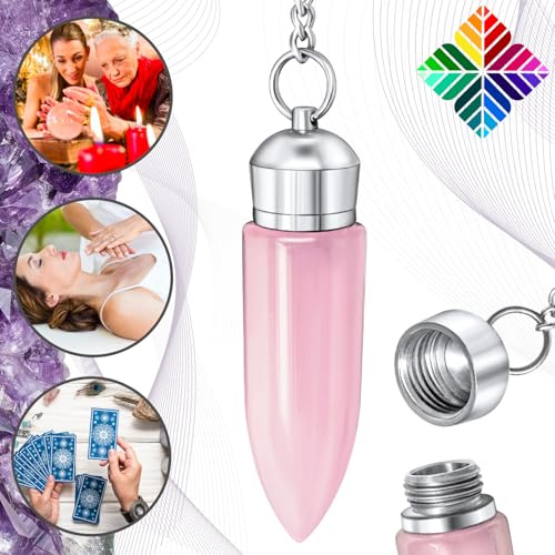Pendule Divinatoire en Quartz Rose avec Chambre Témoin – Collection Unique au Monde – Pendule de Radiesthésie en Pierre de Quartz Rose Naturelle – 19 GR [𝐆𝐀𝐑𝐀𝐍𝐓𝐈𝐄 𝐀 𝐕𝐈𝐄]