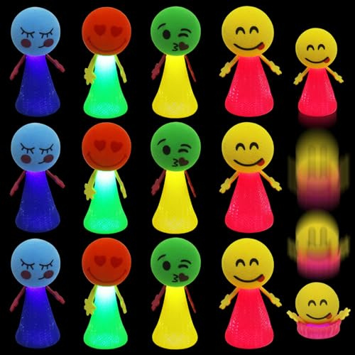 Qunkun LED Feder Leucht Springendes Spielzeug, 12 Stück, Kindergeburtstag | LED Spring Launchers Toys, Party Mitgebsel Kindergeburtstag, Glow In The Dark Puppen, Geschenktütenfüller Partygeschenke