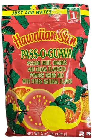 Hawaiian Sun Pass-O-Guava Powder Drink Mix: A Tropical Guava Escape in Every Sip – 4.4 Oz (pack of 1)