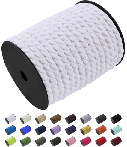 Uiopa Hilo Macrame 10mm x 23m, Cuerda Macrame Cuerda de Algodon Natural Cordel, Cuerda Manualidades para DIY Macrame Pared, Cortina, Colgar Plantas, Decoracion Dormitorio (Blanco)