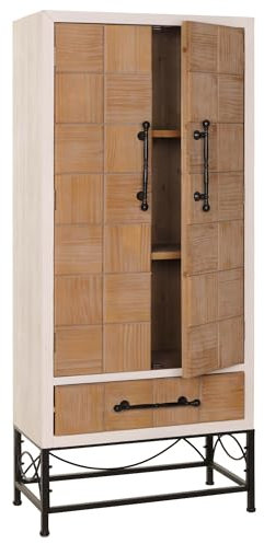 Mendler Hochschrank HWC-N30, Schrank Bücherschrank Wohnzimmerschrank mit Türen und Schublade, Massiv-Holz MDF, 167x72x41cm