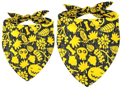 2 x Hundehalstücher, Halloween-Hintergrund, Dreieckstuch für kleine, mittelgroße und große Hunde und Katzen, Haustierhalstuch, Dreieckstuch, Lätzchen