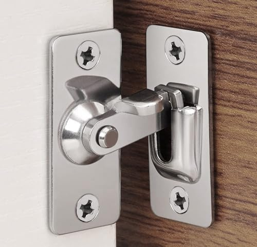Litensh 90 Grad Türschloss, Edelstahl, rechtwinklig, Schiebetür Verriegelung, Biegeschnalle, Bolzenschloss für Schieber, Scheunentür, Fenster, 60 mm