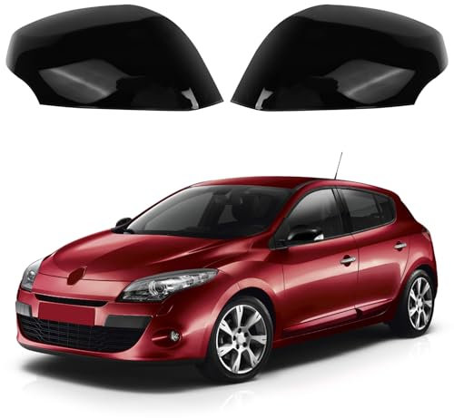Tapa de la Cubierta del Espejo Compatible con Renault Megane MK3 2008-2016, 1 par Tapa de Espejo Retrovisor Tapas 963730077R - Negro