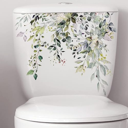 Grüne Pflanze Blätter Blumen WC-Sitz Aufkleber Badezimmer Blatt Blumen Toilettendeckel DIY abnehmbar wasserdicht WC Aufkleber für Regentonne