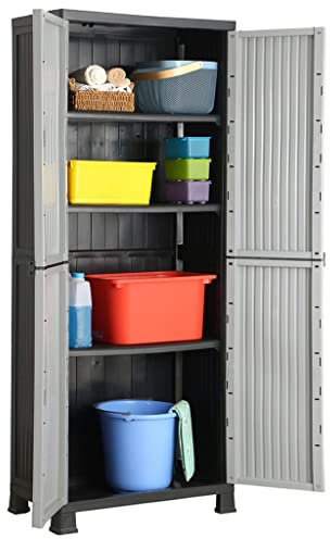 ZEYUAN Kunststoffschrank, Lagerschrank, Kunstoffschränke, Putzmittelschrank, Beistellschrank, Geräteschrank, Mehrzweckschrank, 68x39x171,5 cm